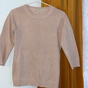 New York & company XS baby pink and glitter gold 3/4 sleeve top